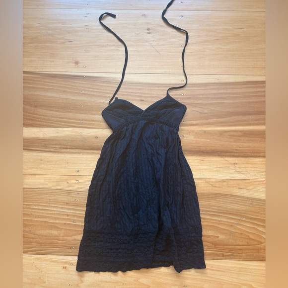 Vintage Black Summery Crochet Halter neck Dress Rip Curl Size Small - Picture 2 of 4